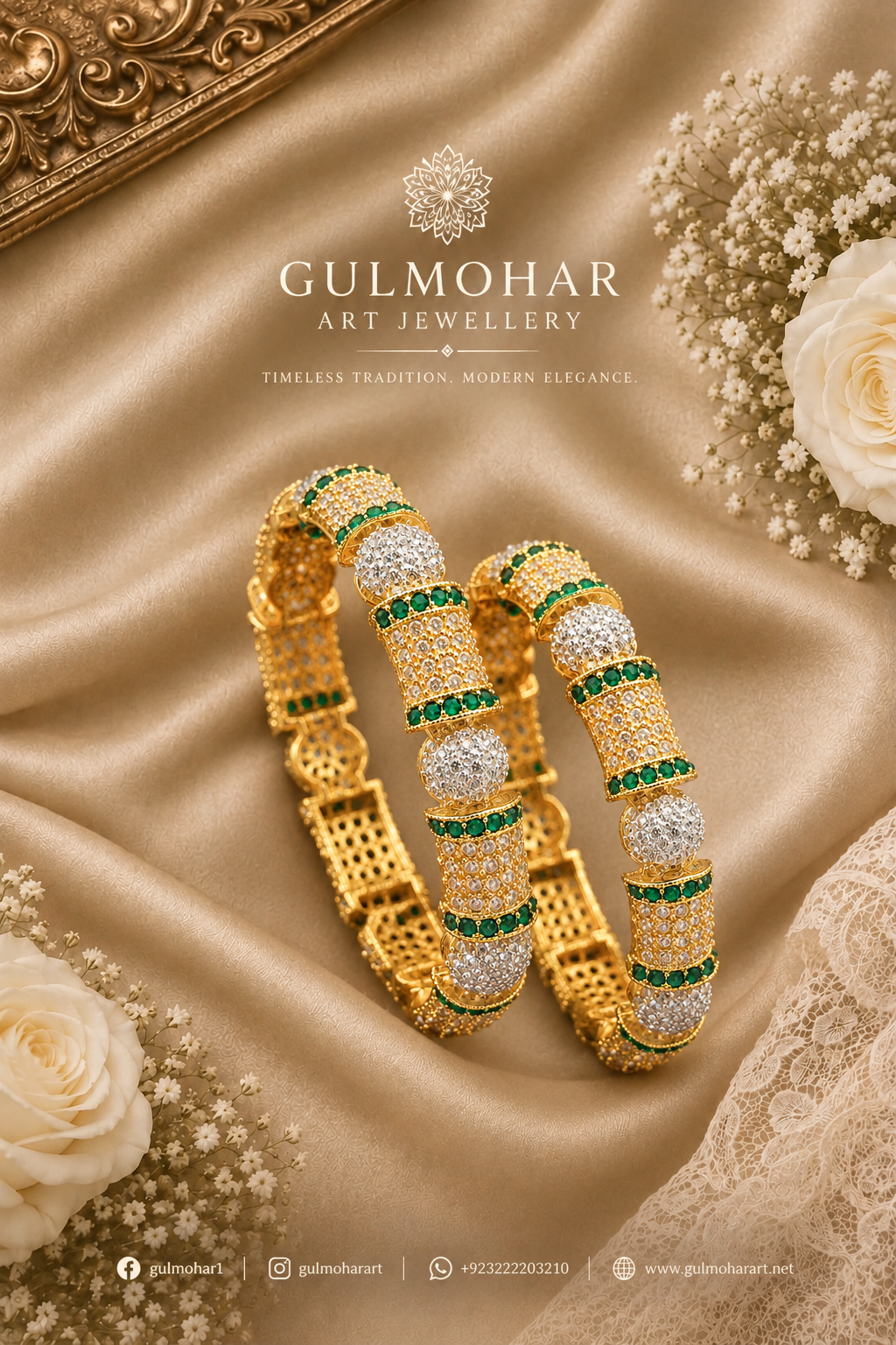 ABD-02: Exquisite Gold Plated AD Casting Bangles