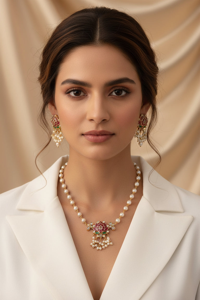 S-11: Traditional Lotus Pendant Set