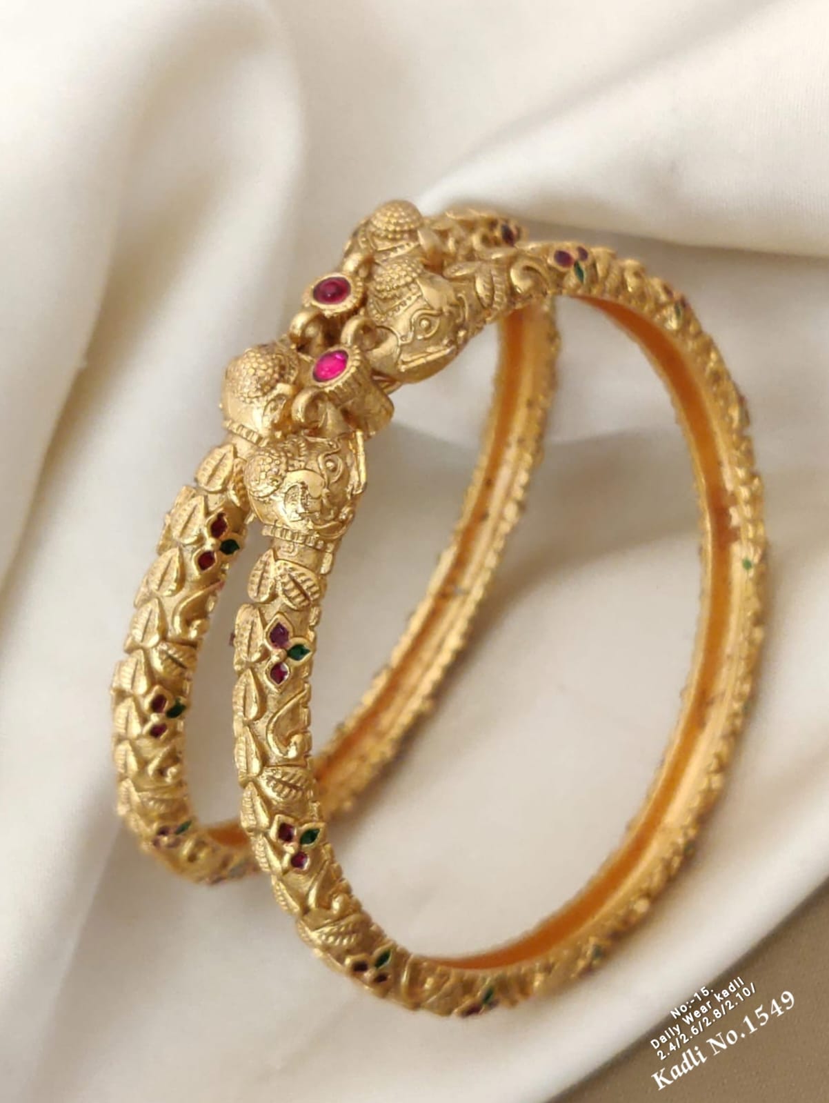 SLB-01: Heritage Elephant Motif Gold Plated Bangles | Daily Wear