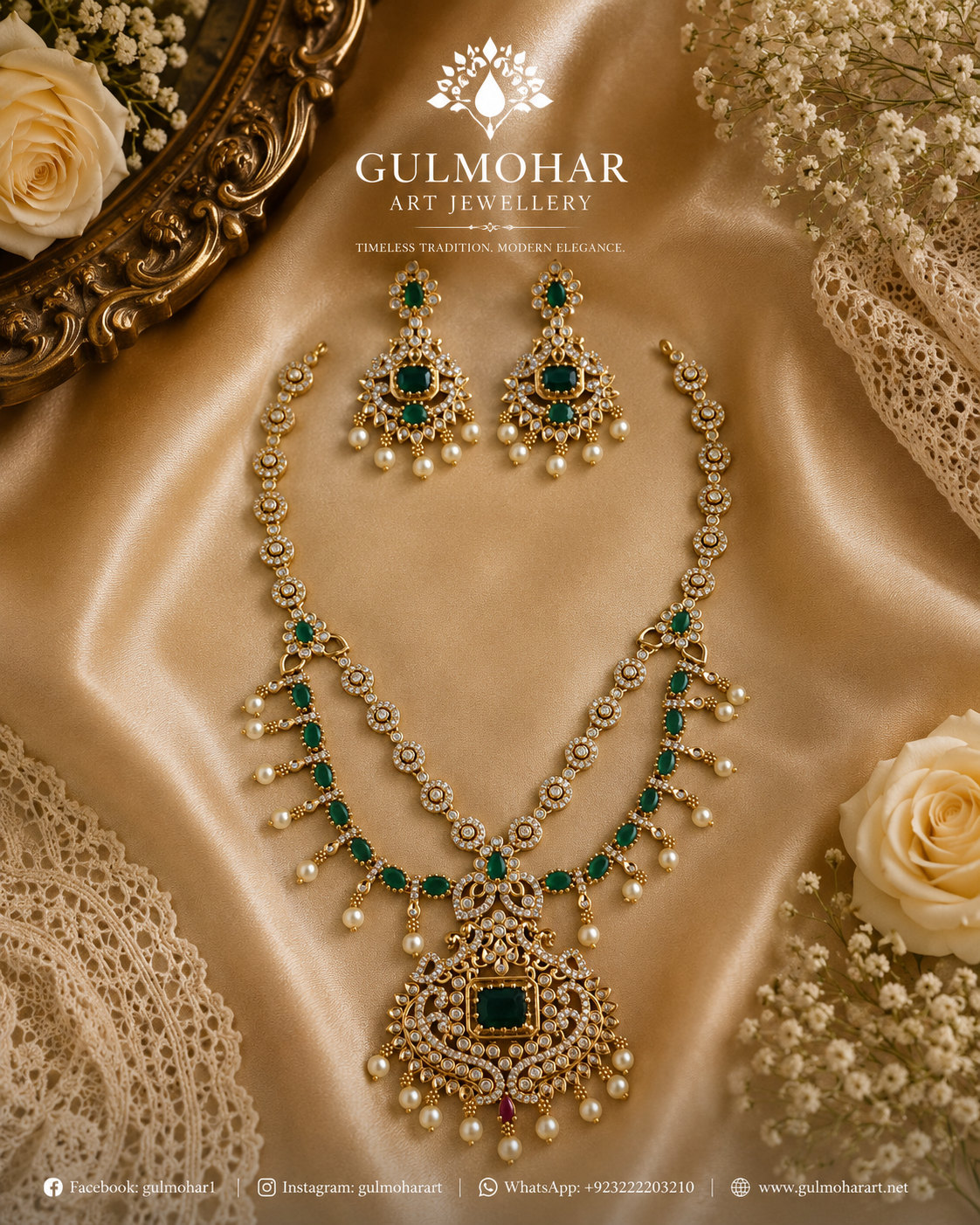 S-27: Luxury Gold-Plated AD & CZ Multi-Layer long Set