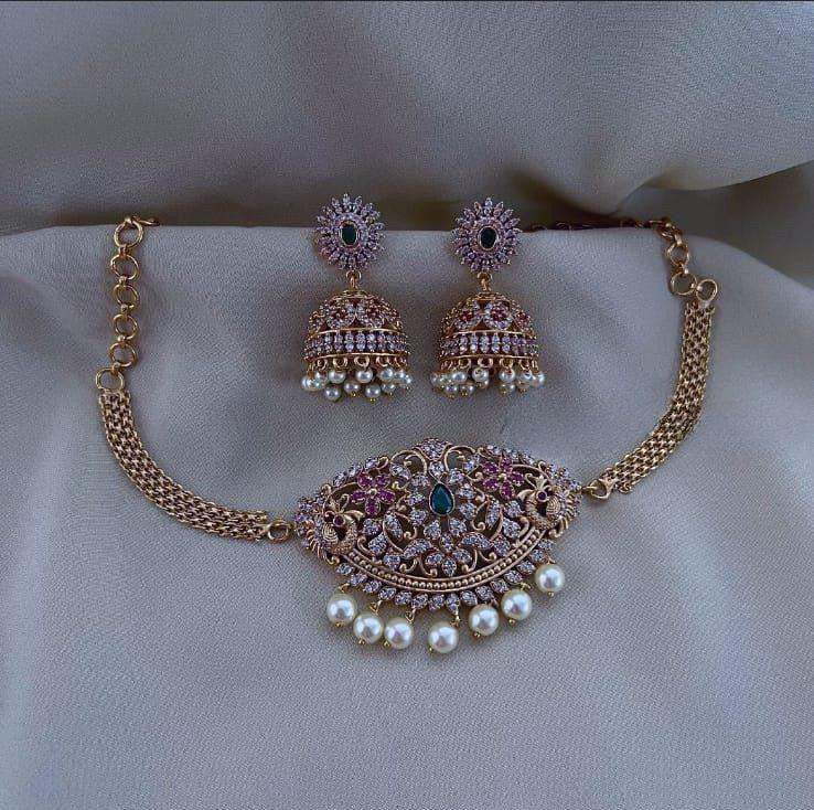 S-02: Gold Plated AD & CZ Choker Set