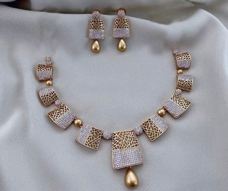 S-13: CZ Gold plated necklace set