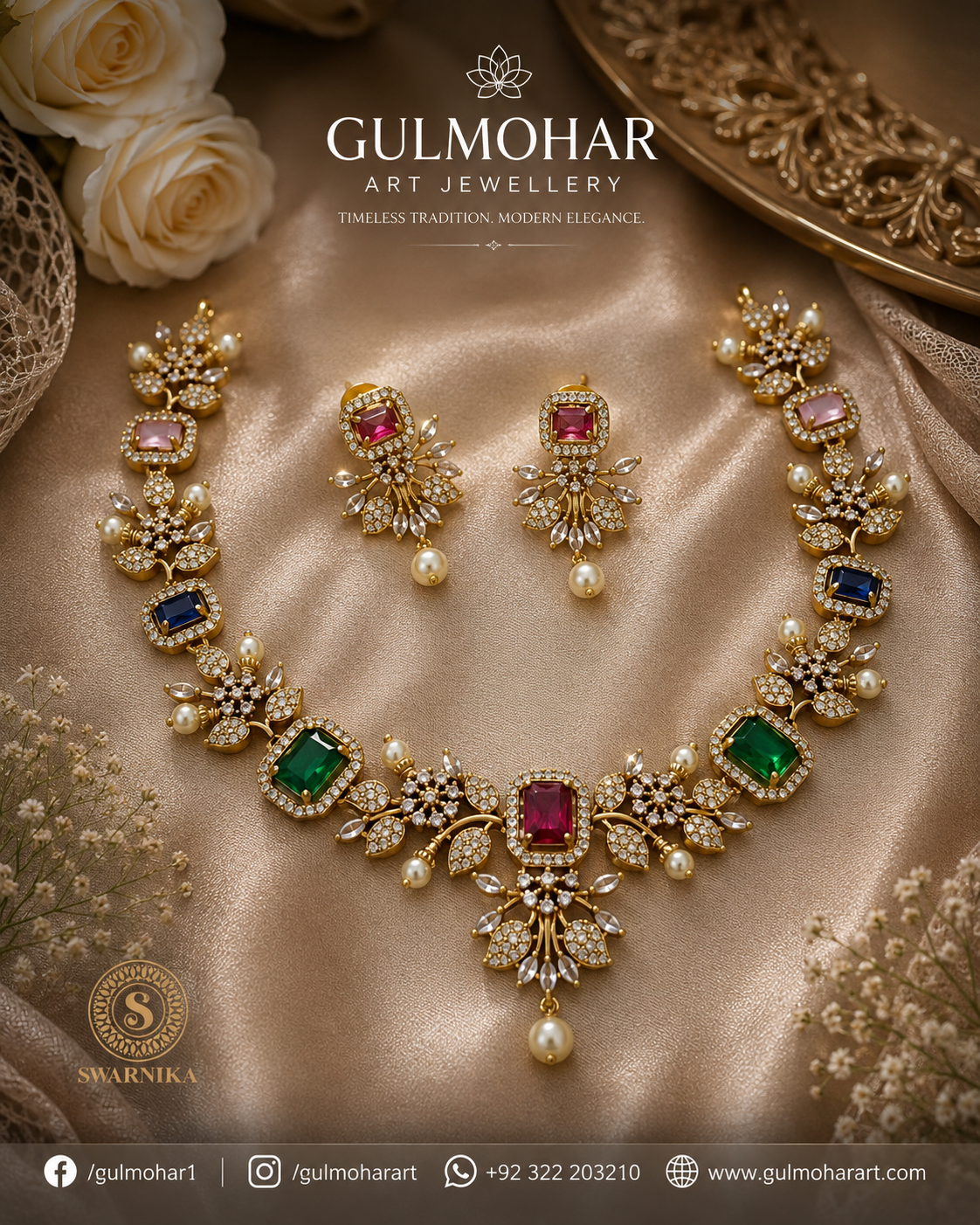 S-23: Sleek Necklace Set | Gold Plated Party Wear