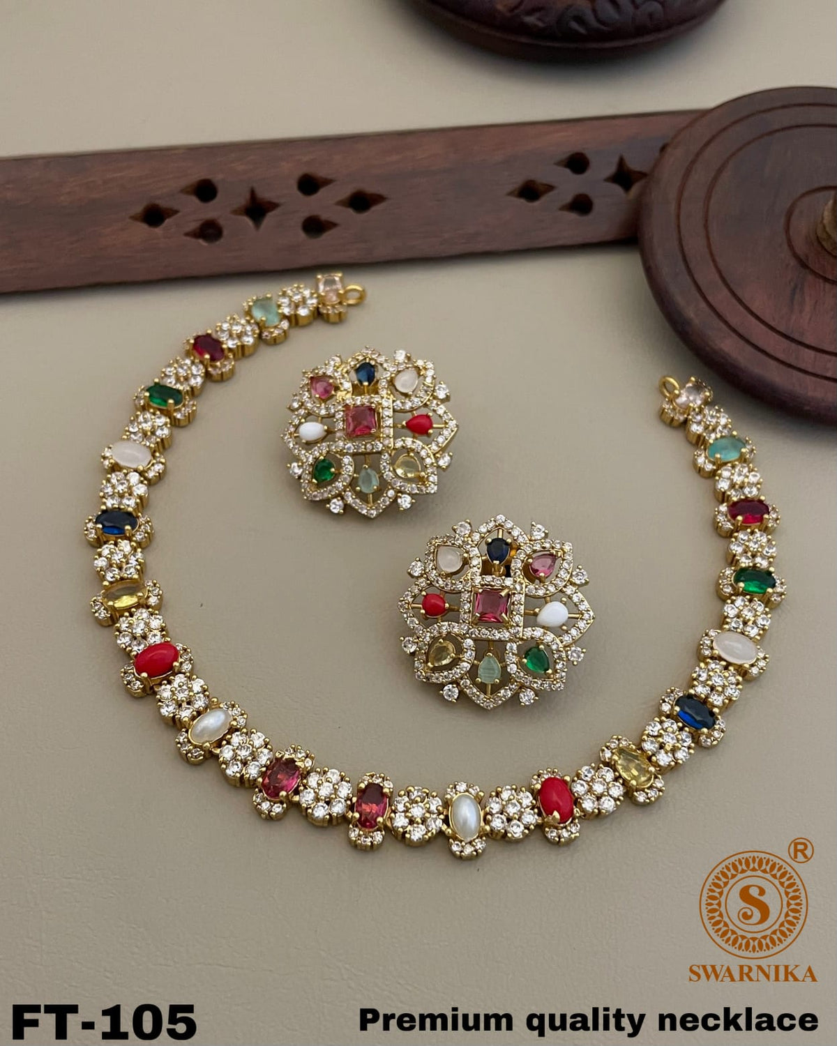 S-31: Designer Jarao Navratan Set | Gulmohar Art Jewellery