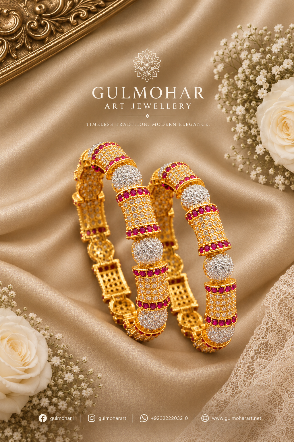 ABD-02: Exquisite Gold Plated AD Casting Bangles