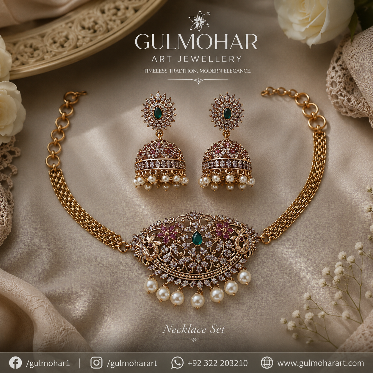 S-02: Gold Plated AD & CZ Choker Set