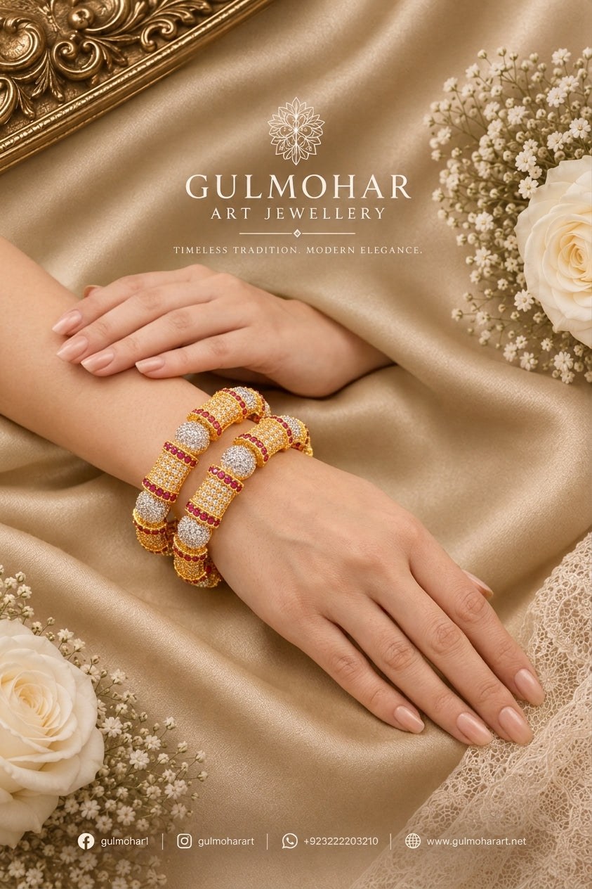 ABD-02: Exquisite Gold Plated AD Casting Bangles