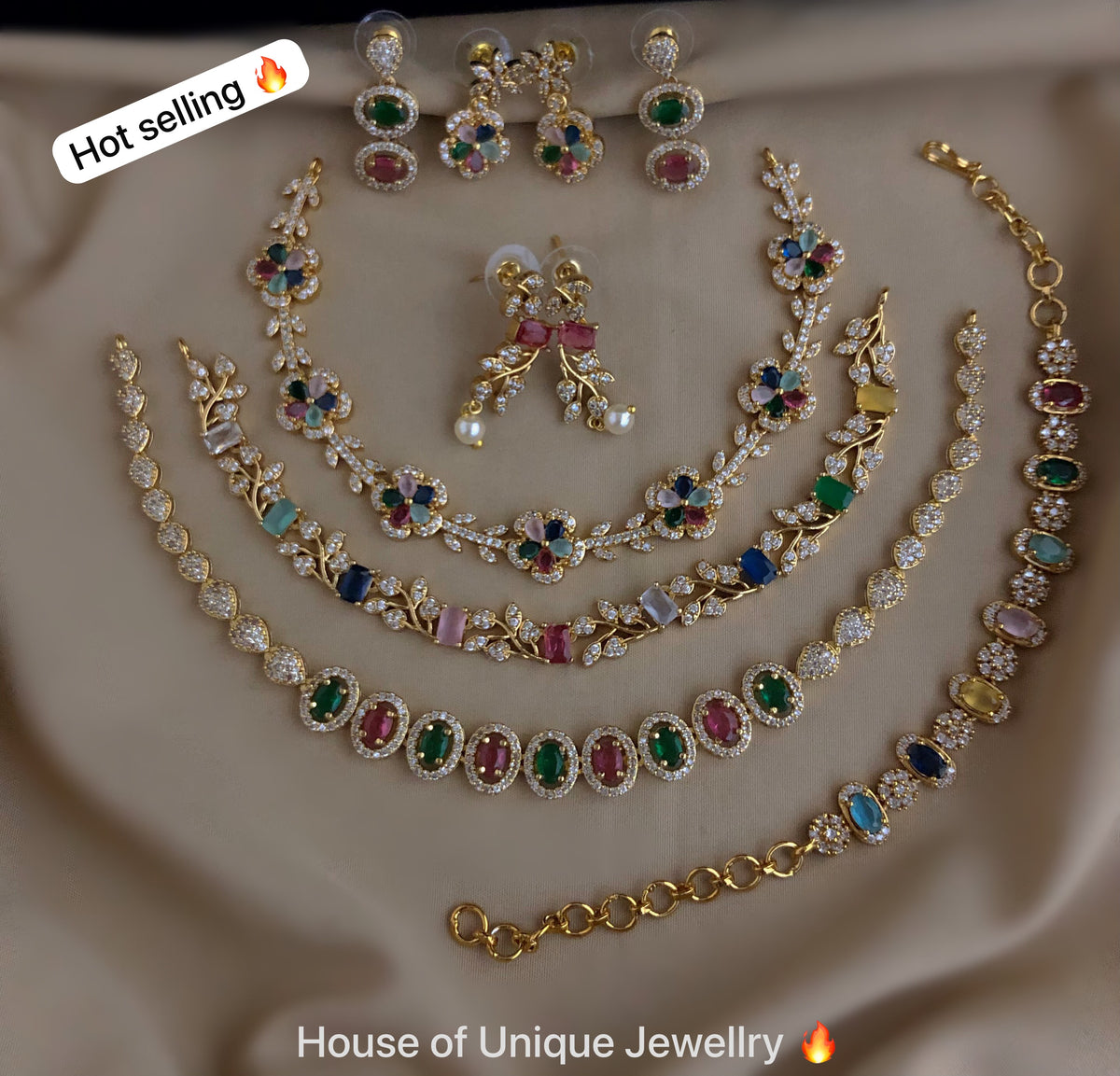 C-06: CZ 3 Sleek Necklace & Bracelet Set Combo | Matte Finish
