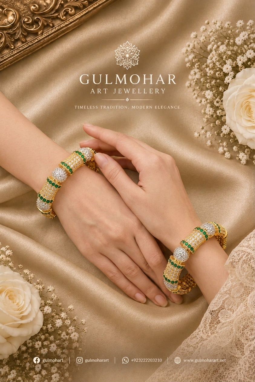 ABD-02: Exquisite Gold Plated AD Casting Bangles