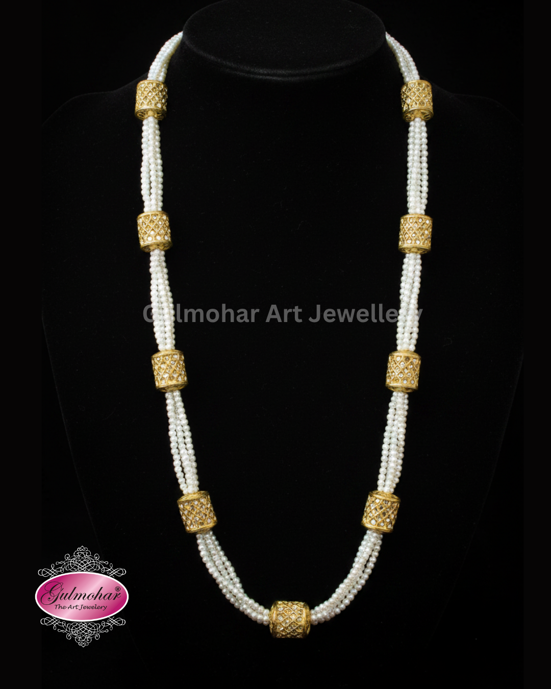MM-03: Gold Plated Multani Kundan Dholki Mala | Pakistani Traditional Necklace