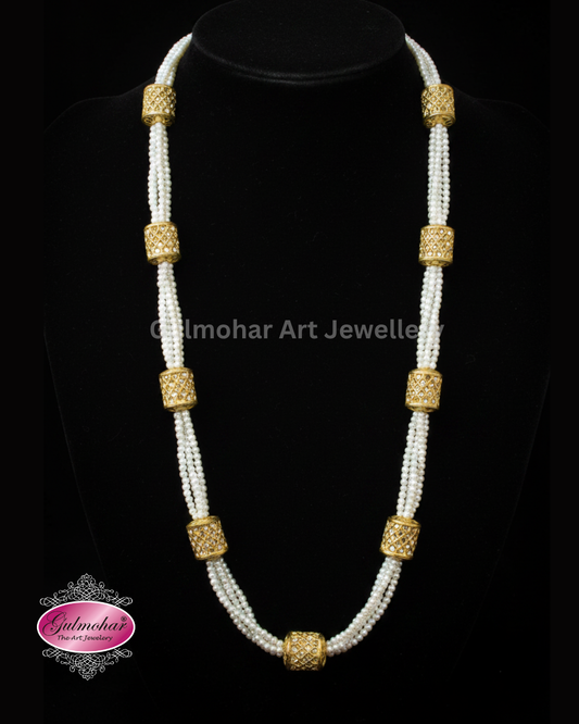 MM-03: Gold Plated Multani Kundan Dholki Mala | Pakistani Traditional Necklace