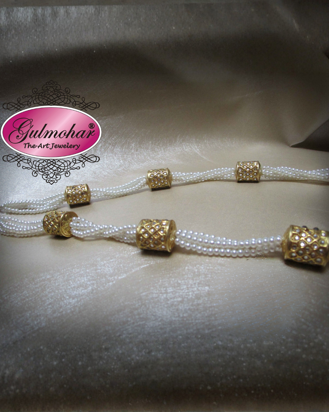 MM-03: Gold Plated Multani Kundan Dholki Mala | Pakistani Traditional Necklace