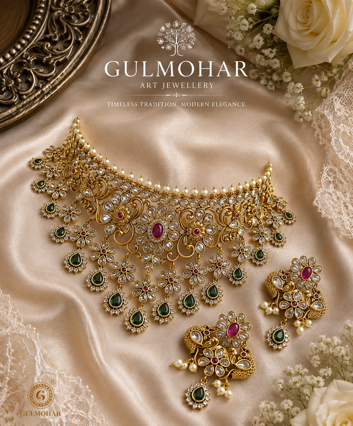 S-20: Antique Collar Necklace Set | Premium Gold Plated Jewellery