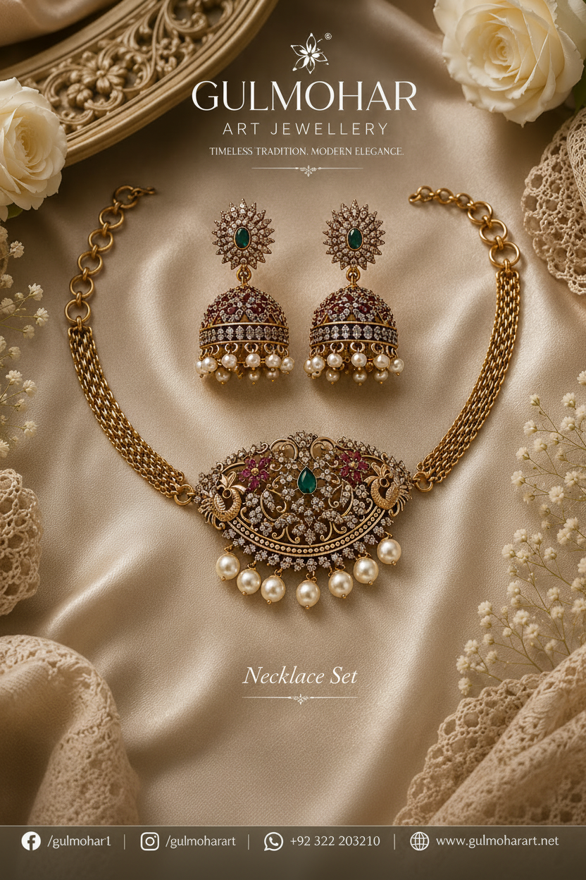 S-02: Gold Plated AD & CZ Choker Set