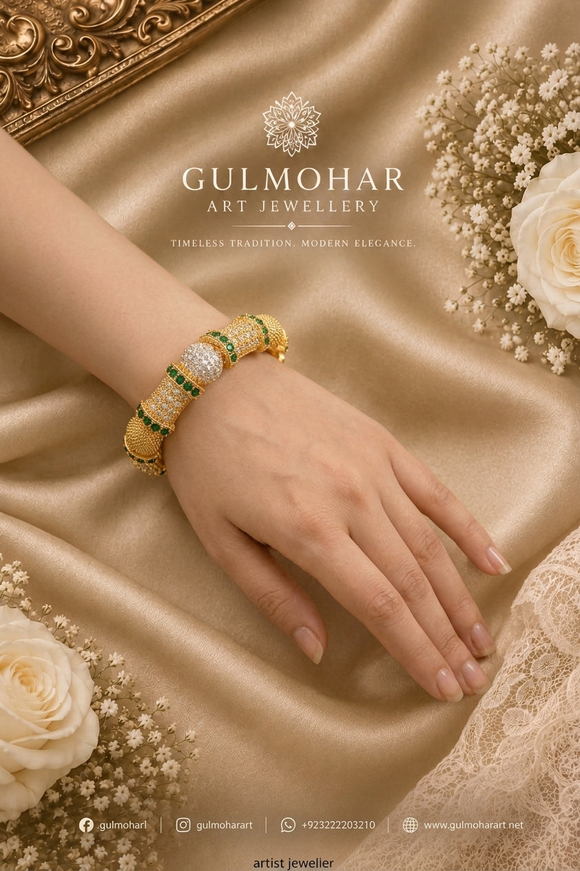 ADB-03: Exquisite Gold Plated AD Casting Bangle | Gulmohar Art Jewellery