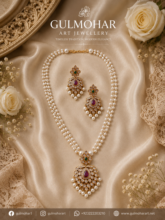S-06: Classic Pearl Chain Jewellery Set