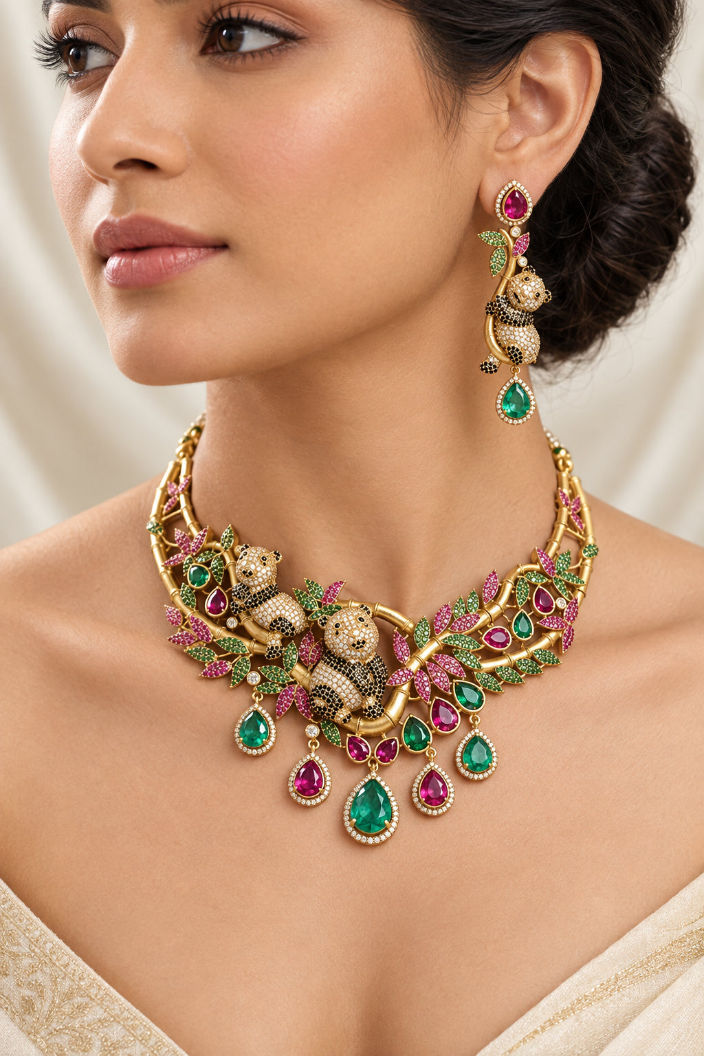 FU-05: Sabyasachi Inspired Jungle Collection Panda Necklace Set