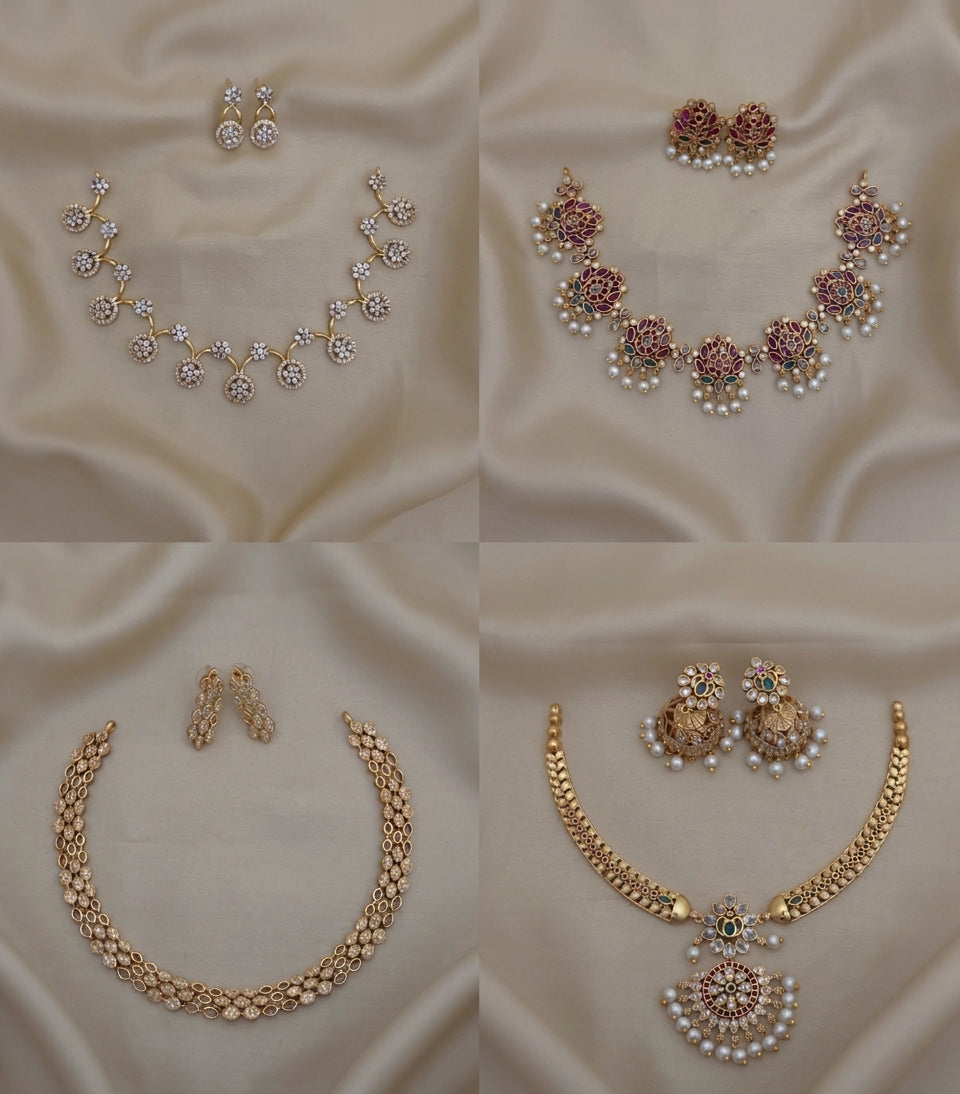 C-10: 4-in-1 Statement Necklace Combo Set | Matte Finish
