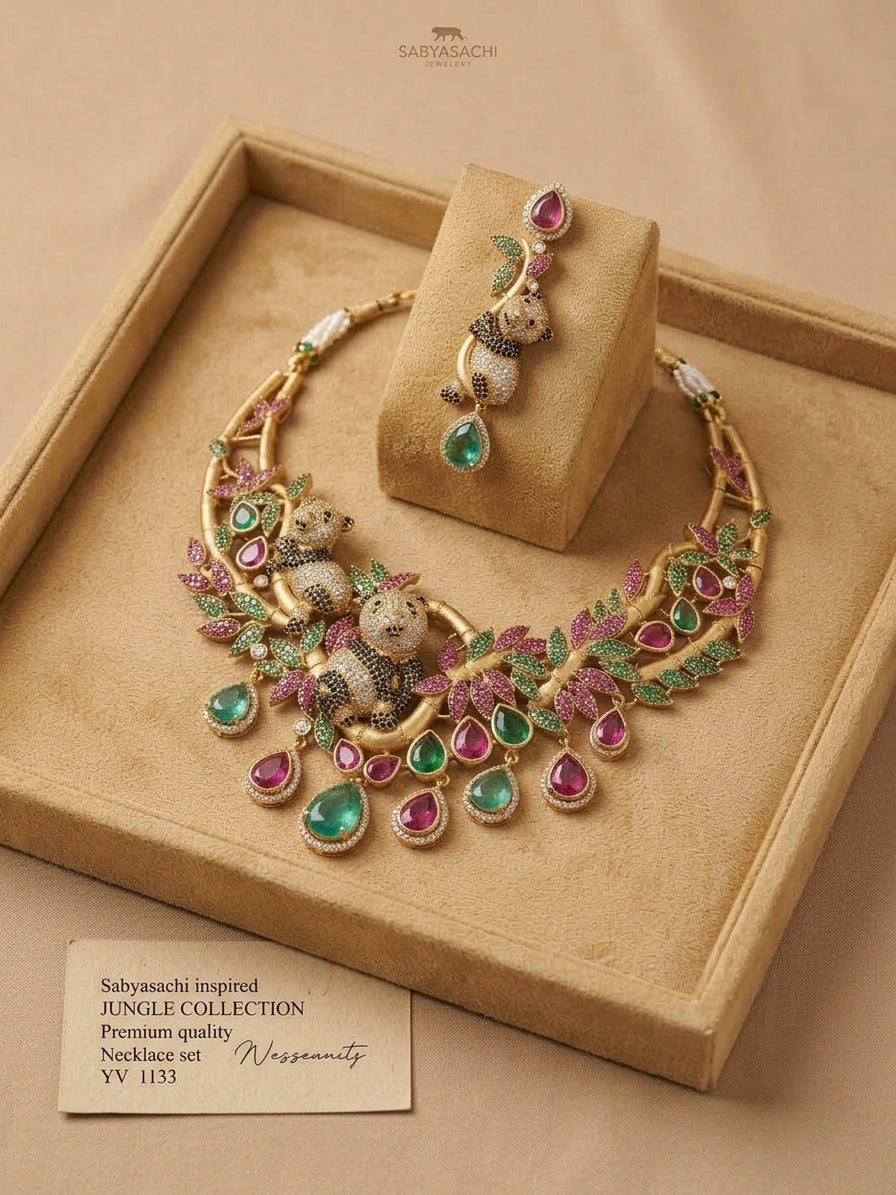 FU-05: Sabyasachi Inspired Jungle Collection Panda Necklace Set