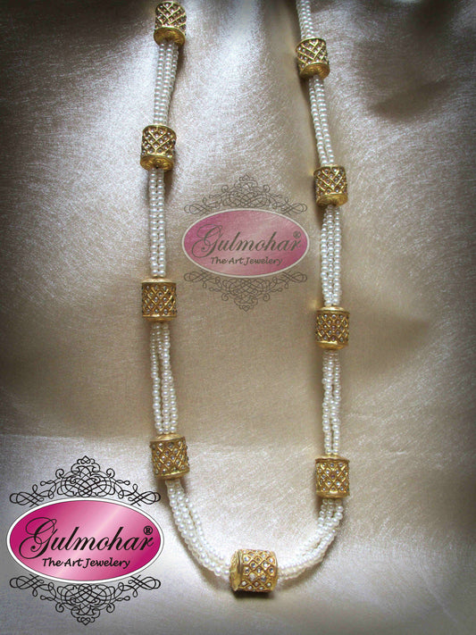 MM-03: Gold Plated Multani Kundan Dholki Mala | Pakistani Traditional Necklace