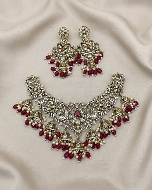 S-08 Antique Gold Peacock Necklace Set