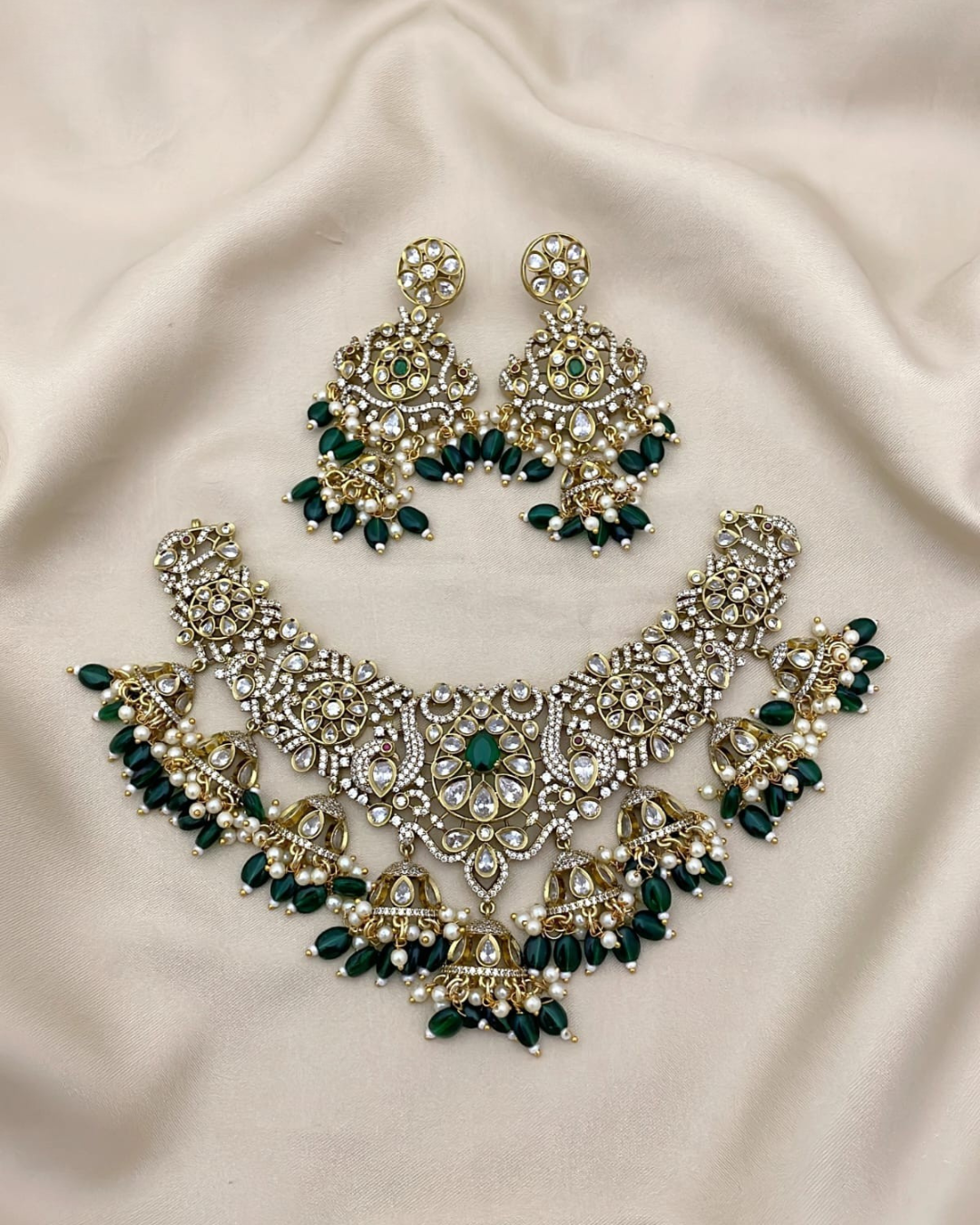 S-08 Antique Gold Peacock Necklace Set
