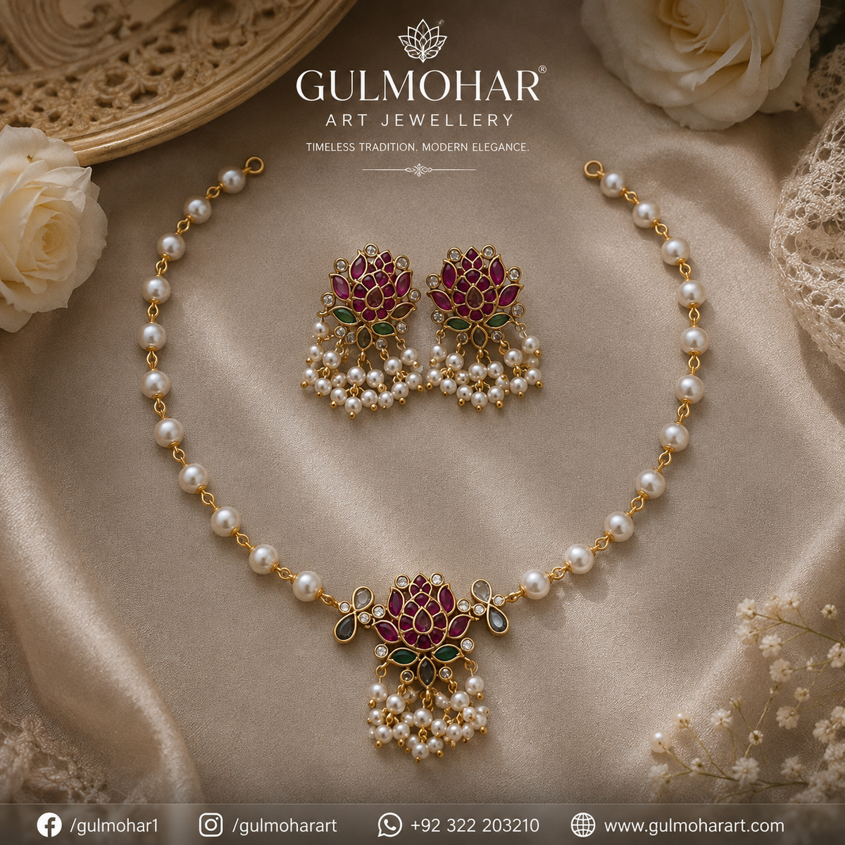 S-11: Traditional Lotus Pendant Set