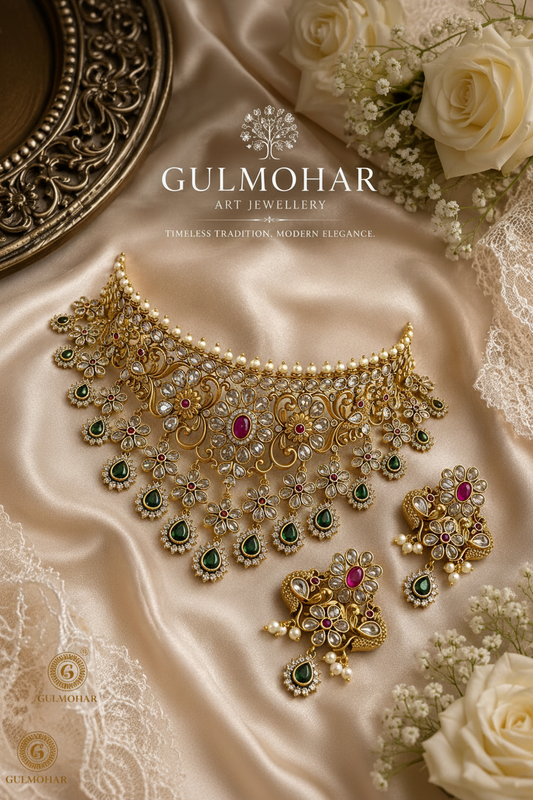 S-20: Antique Collar Necklace Set | Premium Gold Plated Jewellery