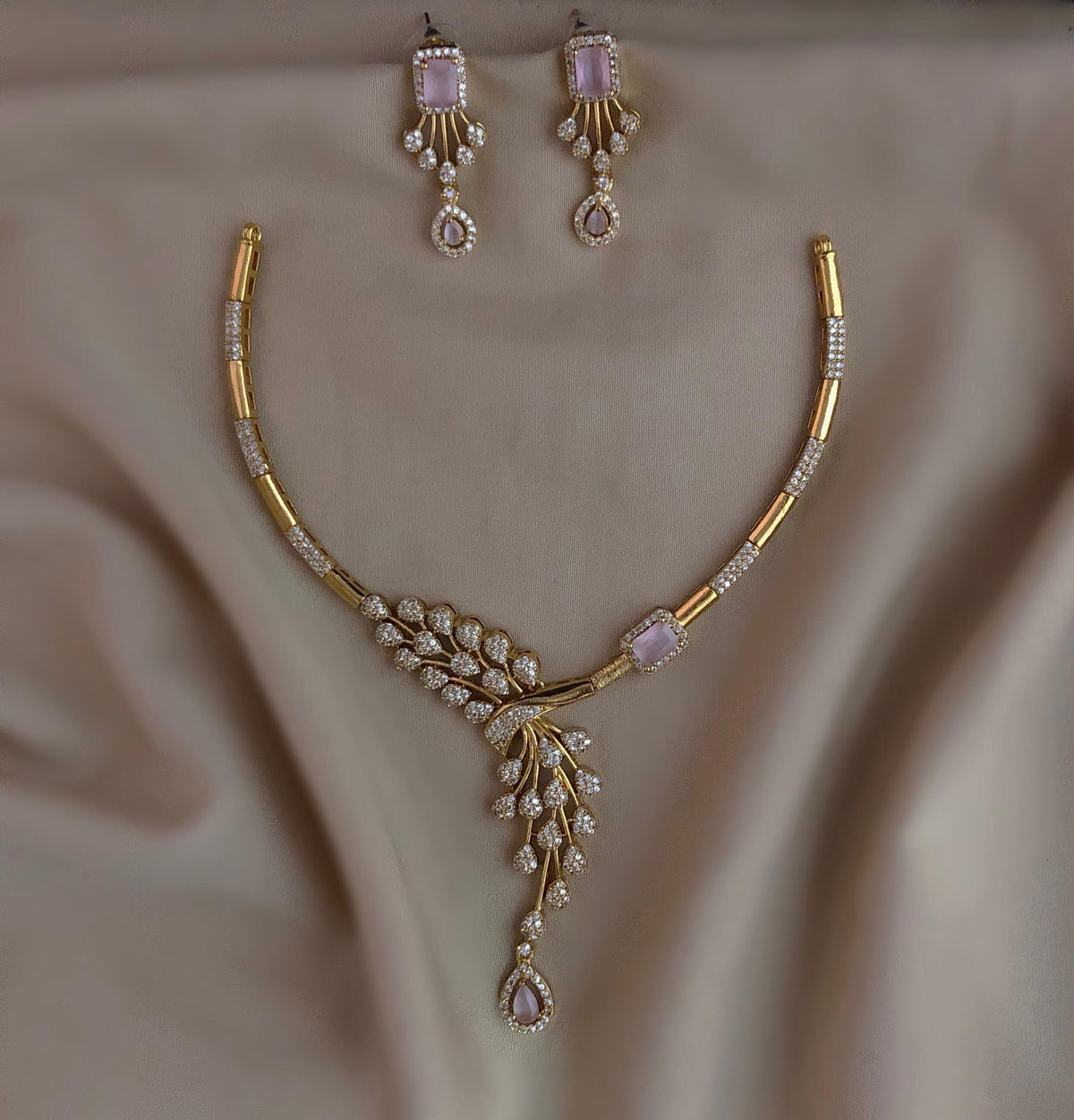 S-26: AD Diamond Necklace Set | Party Wear Jewellery