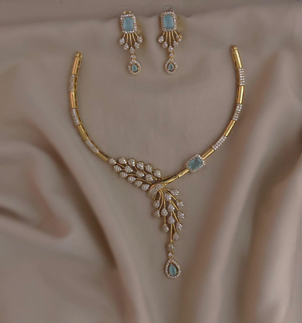 S-26: AD Diamond Necklace Set | Party Wear Jewellery