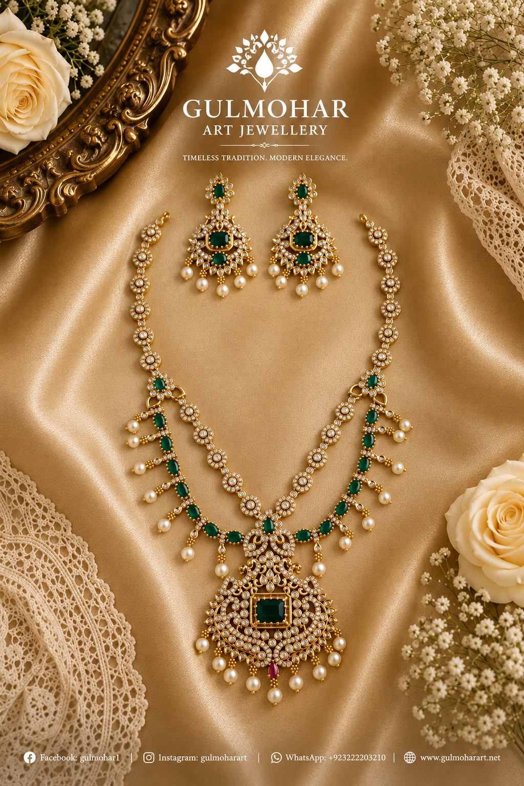 S-27: Luxury Gold-Plated AD & CZ Multi-Layer long Set