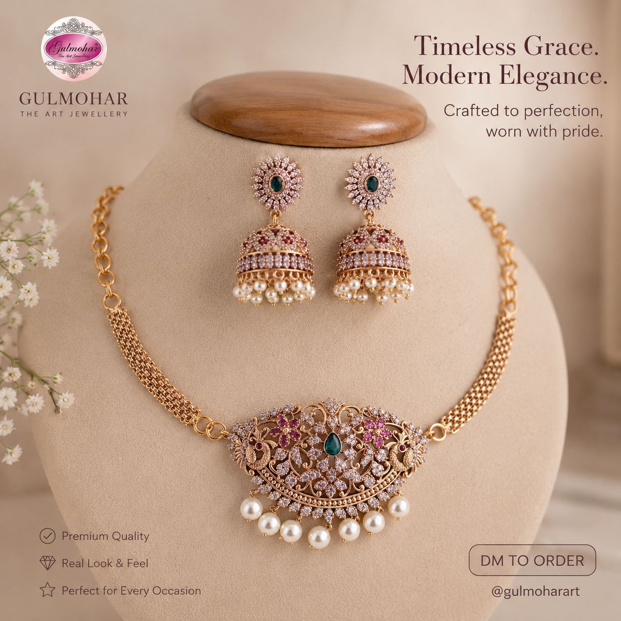 S-02: Gold Plated AD & CZ Choker Set
