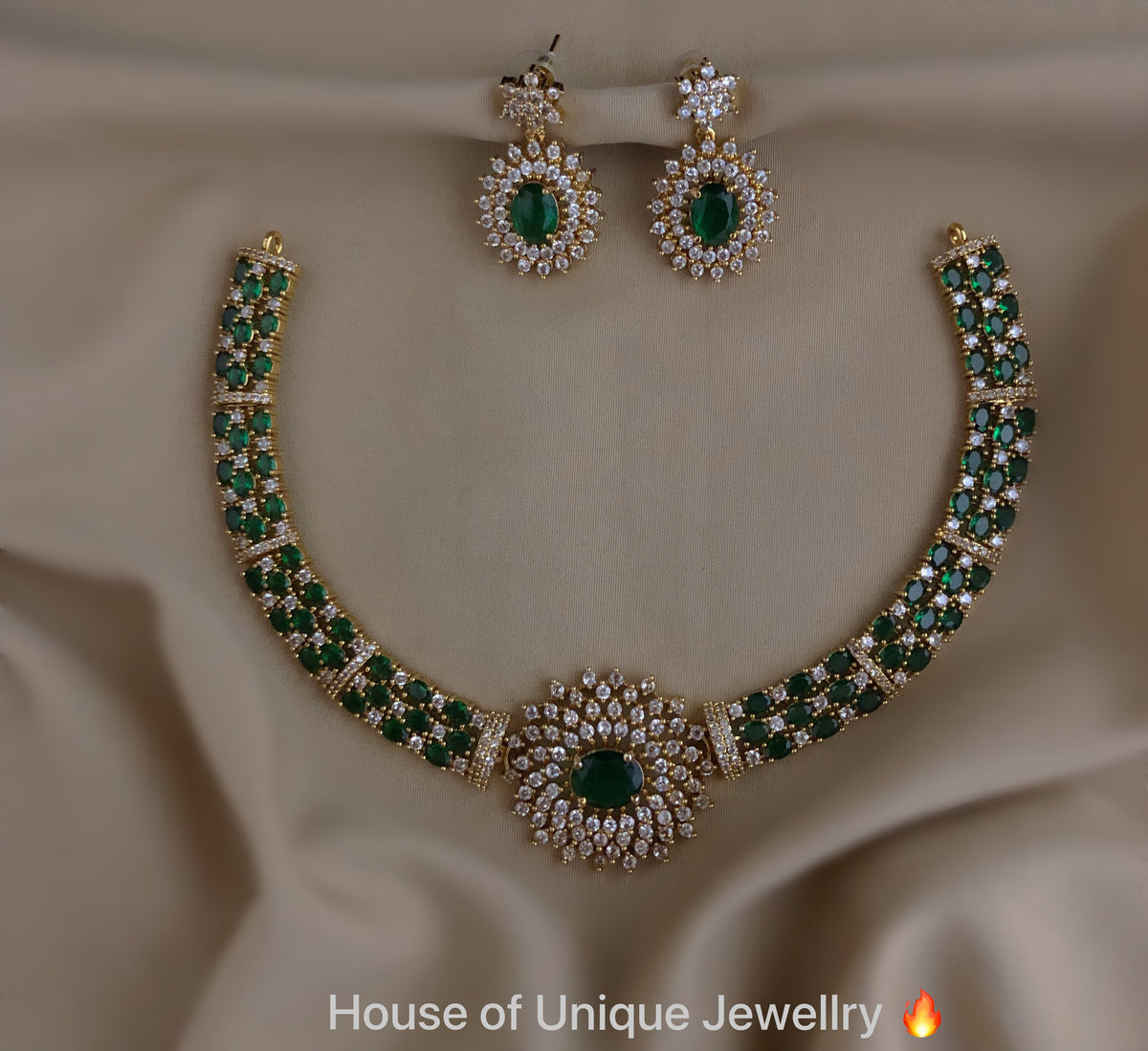 S-32: AD & CZ Floral Necklace Set | Gulmohar Art Jewellery