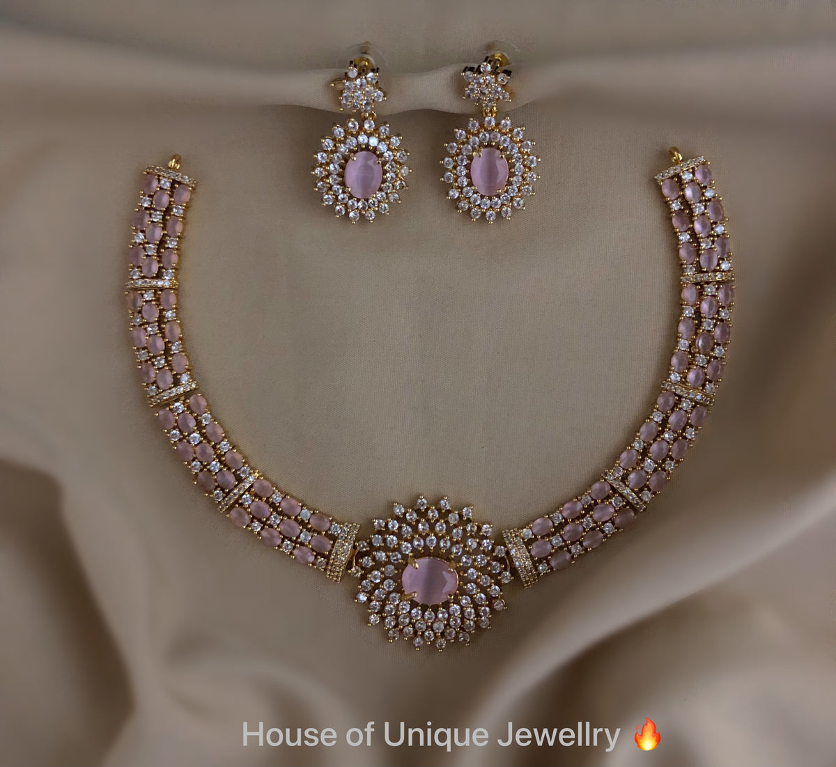 S-32: AD & CZ Floral Necklace Set | Gulmohar Art Jewellery