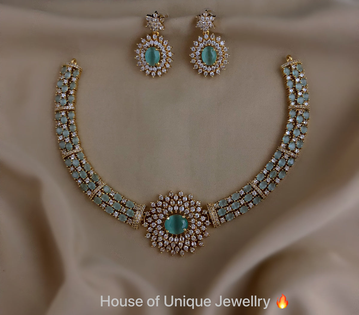 S-32: AD & CZ Floral Necklace Set | Gulmohar Art Jewellery