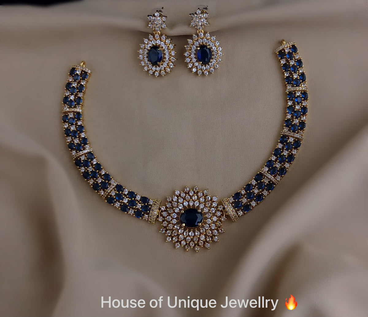 S-32: AD & CZ Floral Necklace Set | Gulmohar Art Jewellery