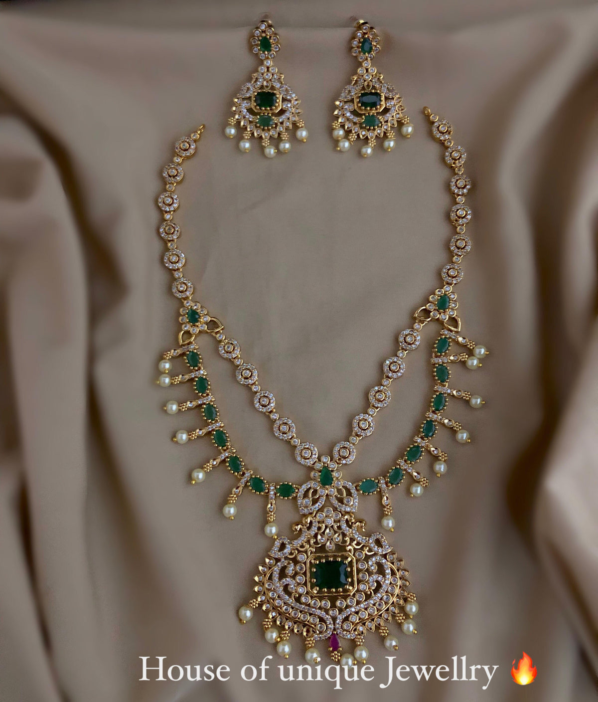 S-27: Luxury Gold-Plated AD & CZ Multi-Layer long Set