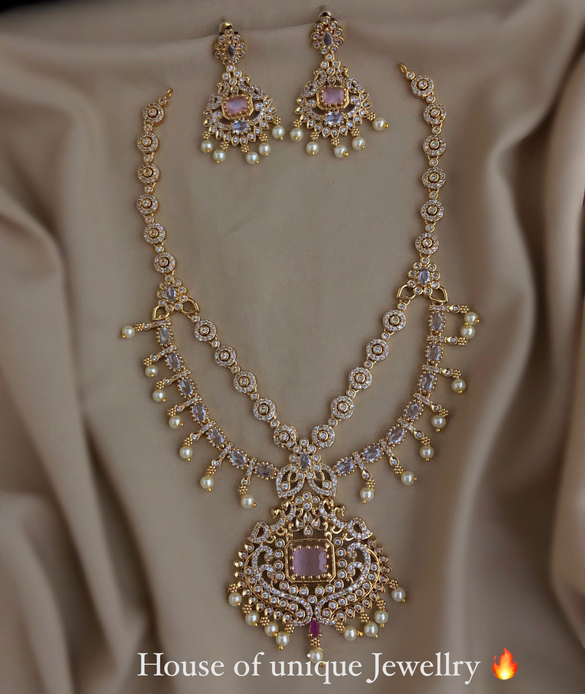 S-27: Luxury Gold-Plated AD & CZ Multi-Layer long Set