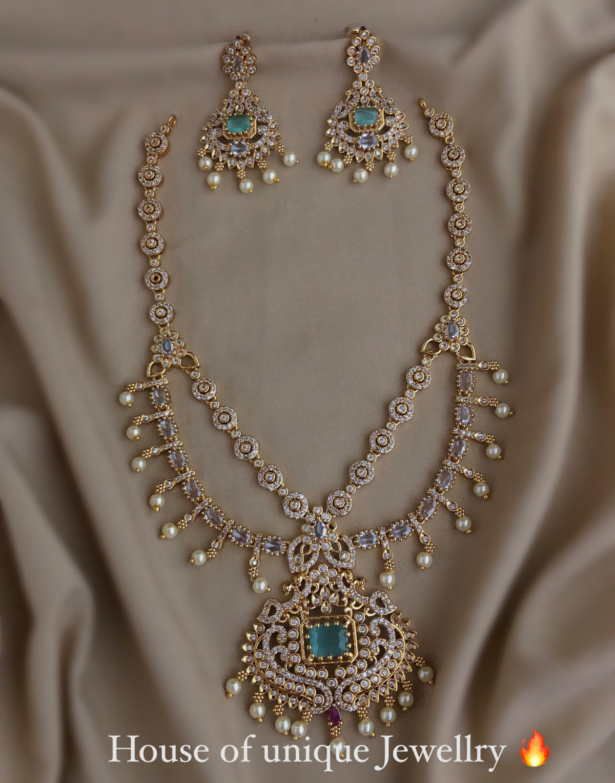 S-27: Luxury Gold-Plated AD & CZ Multi-Layer long Set