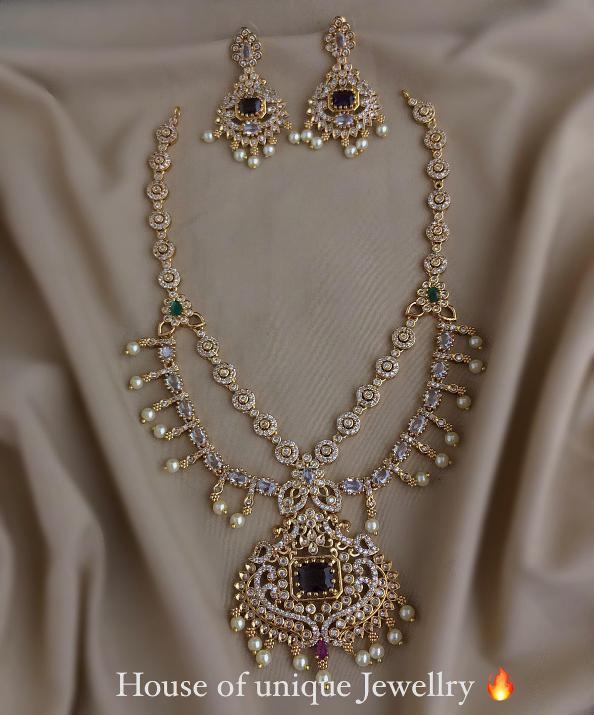 S-27: Luxury Gold-Plated AD & CZ Multi-Layer long Set