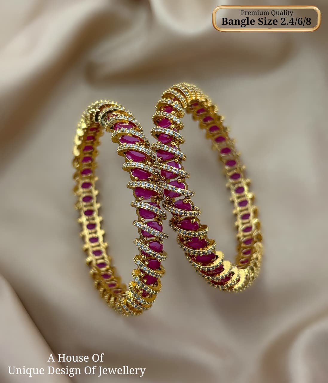 Spiral AD bangles, spiral bangles, AD bangles, CZ bangles, AD CZ bangles, gold plated bangles, South Indian bangles, South Indian jewellery, traditional bangles, spiral design bangles, 2 piece bangle set, red bangles, green bangles, white bangles, colourful bangles, bridal bangles, wedding bangles, party wear bangles, festive bangles, designer bangles, Indian bangles, Pakistani jewellery, South Indian bridal jewellery