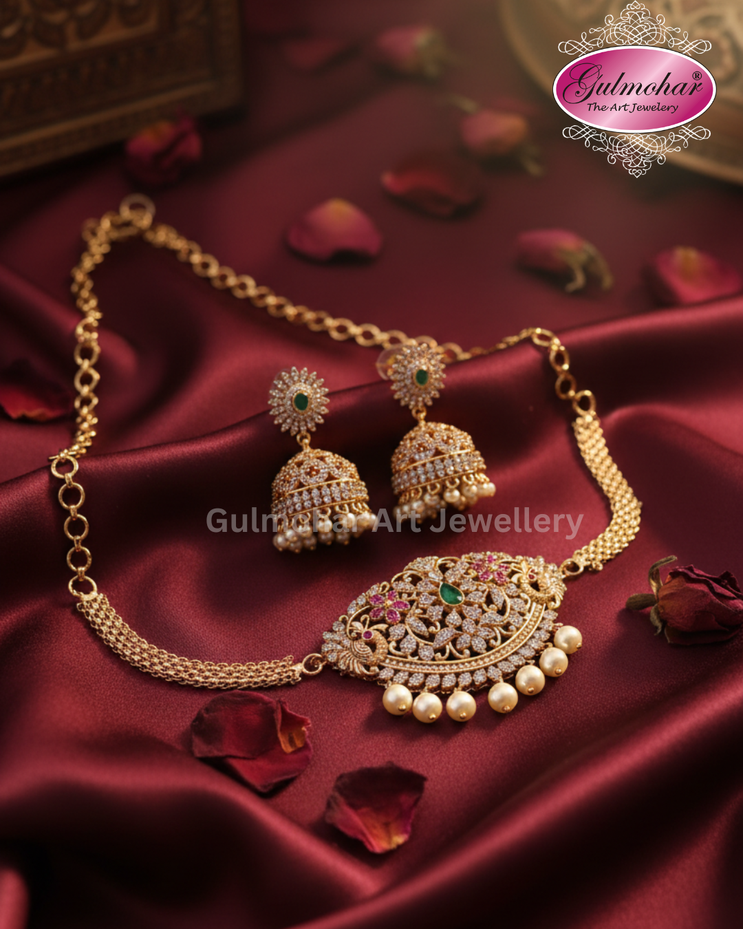 S-02: Gold Plated AD & CZ Choker Set