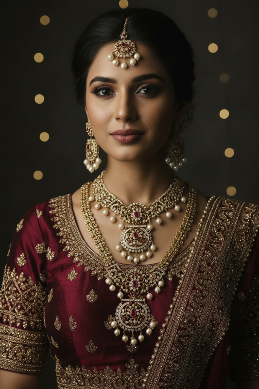 S-07: Luxury South Indian Bridal Combo Jewellery Set