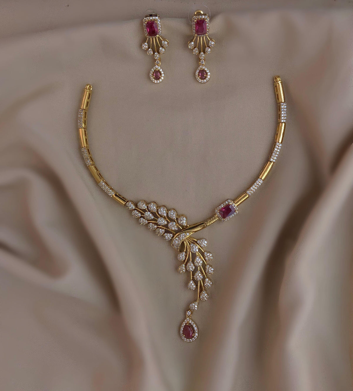 S-26: AD Diamond Necklace Set | Party Wear Jewellery