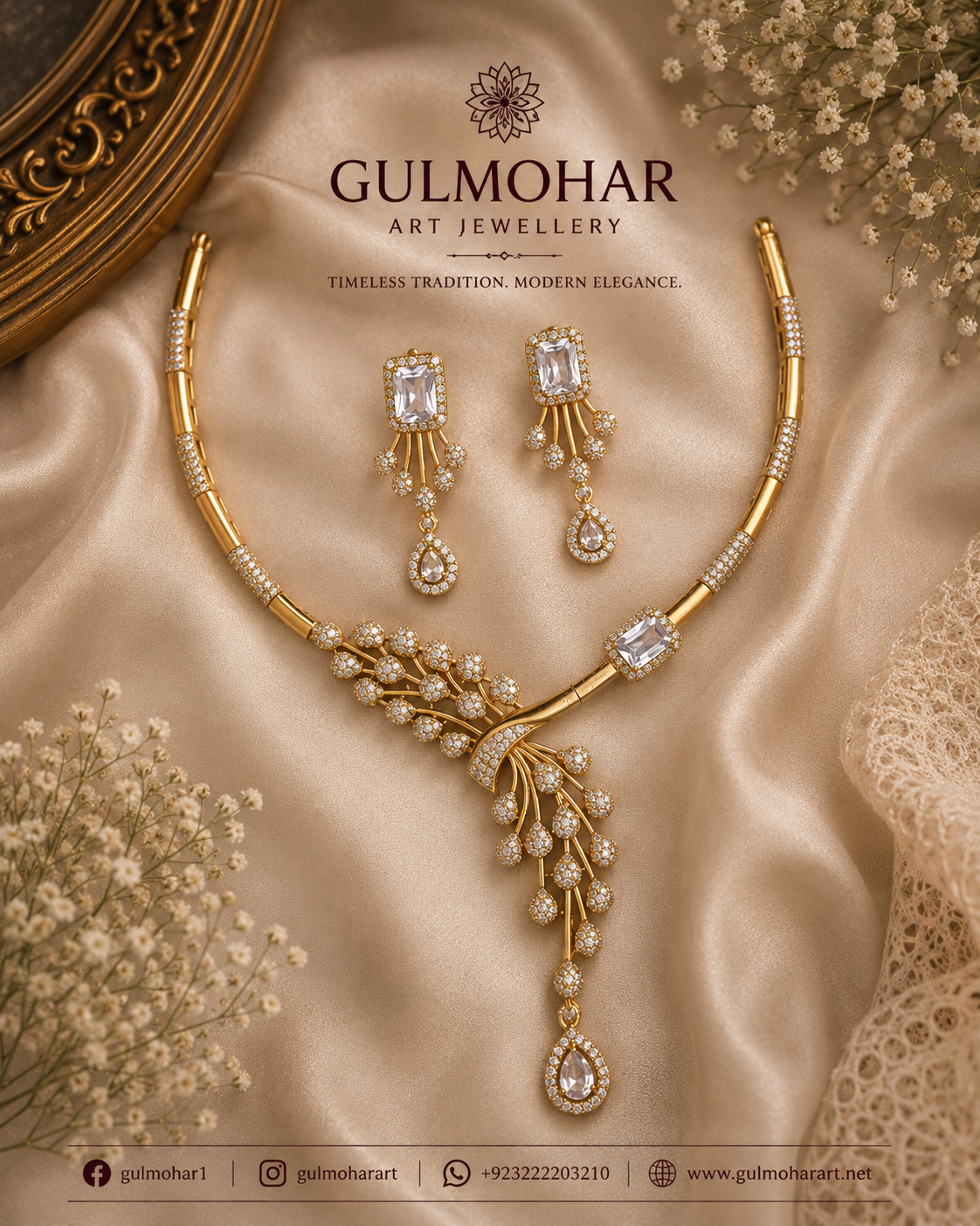 S-26: AD Diamond Necklace Set | Party Wear Jewellery