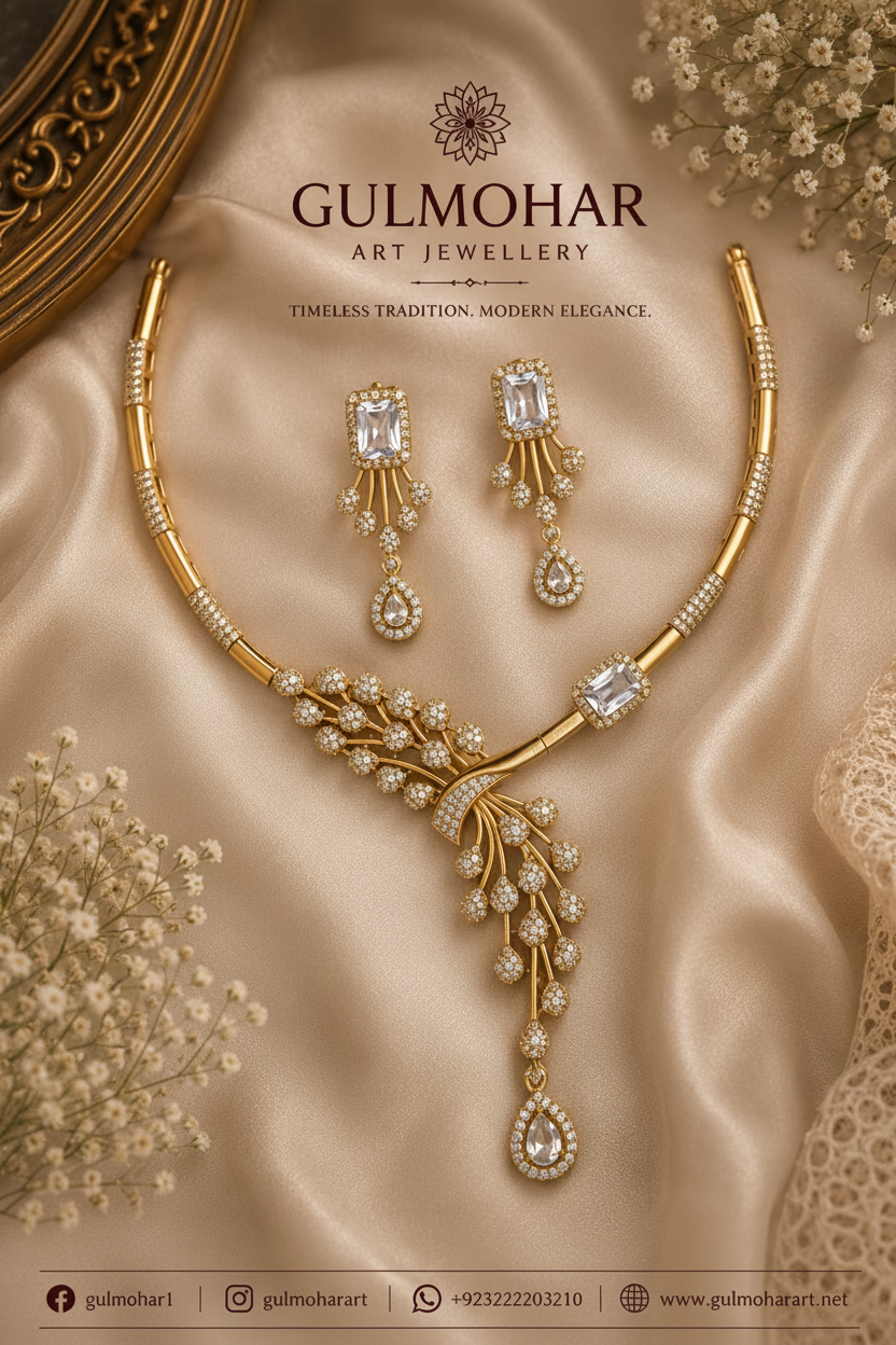 S-26: AD Diamond Necklace Set | Party Wear Jewellery