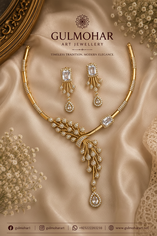 S-26: AD Diamond Necklace Set | Party Wear Jewellery