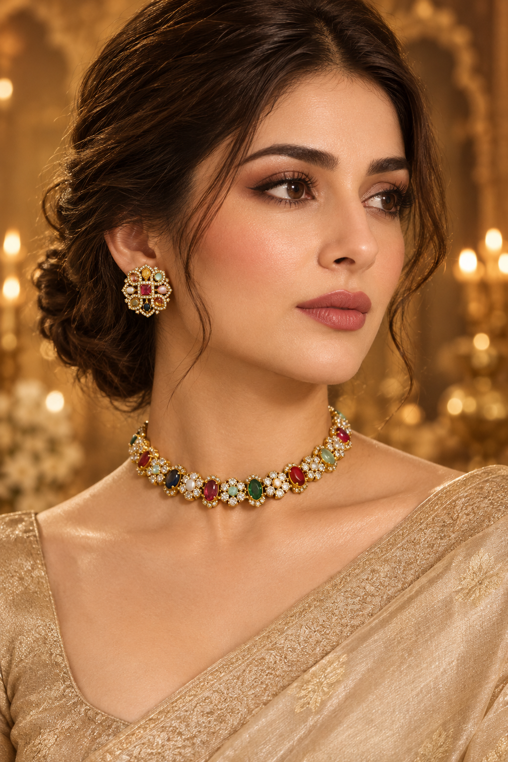 S-31: Designer Jarao Navratan Set | Gulmohar Art Jewellery