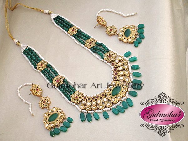 Emerald Kundan mala set
