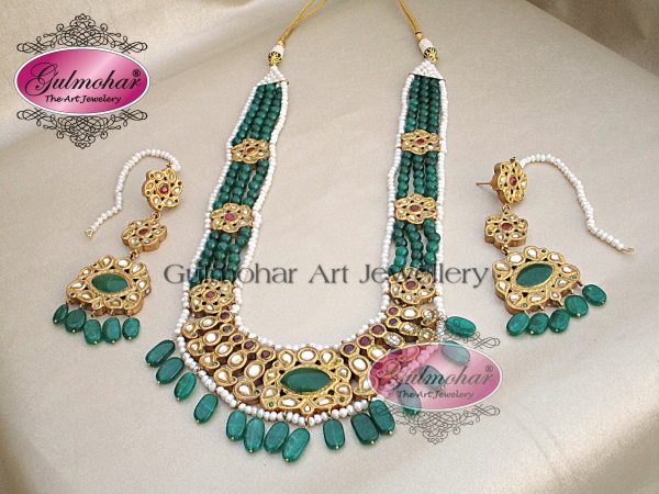 Emerald Kundan mala set - Image 2